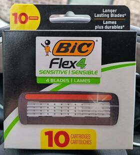 2025feb25 Bic Flex 4 Sensitive/sensible Blade Replacement Heads 10 Cartridges New In Box