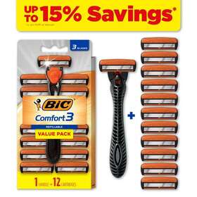 Bic 313039843846 Hybrid 3 Comfort Refillable Mens Razor Kit Handle And Blades - Box Of 1 12