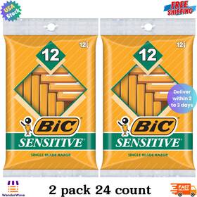 Bic 653981704322 2 Pk Disposable Razor Sensitive Single Blade Shaving Men Women