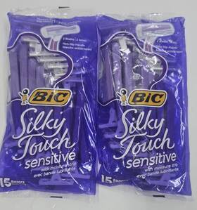 70330744417 Bic Silky Touch Sensitive Womens Disposable Razors 2 Blades Moisture Strip 2x15