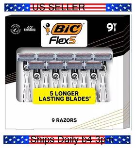 Bic 705353309441 Flex 5 Titanium-coated Disposable Razor For Men 9 Ct Us Seller