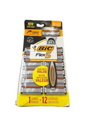 5-refillable Bic 711181794298 Flex Razors For Men Long-lasting 5 Blade 12 Cartridges
