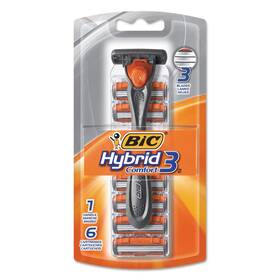 Bic 744759434197 Hybrid 3 Comfort Mens Disposable Razor 1 Handle 6 Cartridges 2 Pack