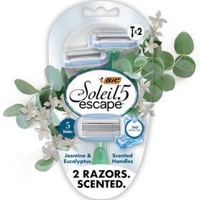Bic 744759974747 Soleil Escape Womens Razors 5 Blade Jasmine Eucalyptus 2 Pack