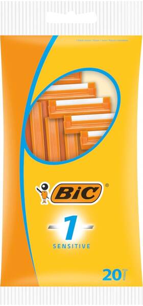 868194 Bic 1 Sensitive Single Disposable Razor Blade Count Pack Of Orange