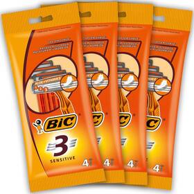 968744 Bic 3 Sensitive Mens Disposable Razors Fixed 16 Count Pack Of 1 Orange