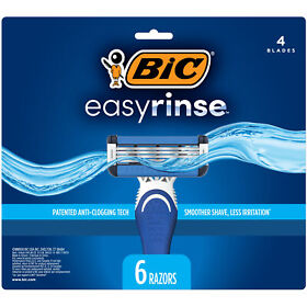S4flmp6-ast Bic Easy Rinse Anti-clogging Mens Disposable Razors With 4 Blades 6 Count