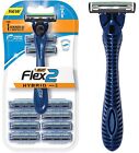 74196 Bic Flex 2 Hybrid Mens Twin Blade Razor One Handle 10 Cartridges Set