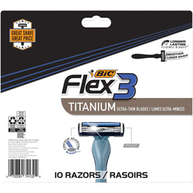 S3fm10dc-blu Bic Flex 3 Mens 3-blade Disposable Razor 10 Count Pack Of