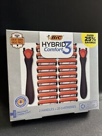 Bic Hybrid Comfort 3 Razor Box Gift Set 20 Cartridges 2 Handles
