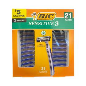 S30m21sm Bic Sensitive 3 Triple Bladed Disposable Razors For Men 21ct