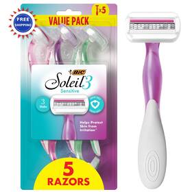 Sg3wp5-ast Bic Soleil 3 Sensitive Women S Disposable Razors Blades With Moisture Strip