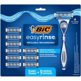 Sh4fkp9c-ast Bic Easyrinse Anti-clogging Mens Razors Razor Kit 1 Handle And 9 Cartridges