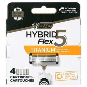 Sh5cp4-blk Bic Flex 5 Hybrid Mens Disposable Razor Five Blade 4 Refill Cartridges New