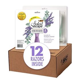 Sl3ep12e-ast Bic Soleil Escape Womens Disposable Razors 3 Blades Scented Handles 12 Pack