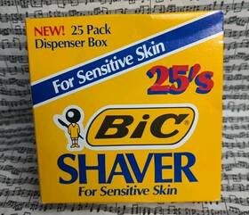 Sop25 Bic A Vtg Nos 25 S Shaver For Sensitive Skin 25-pack Dispenser Box Usa