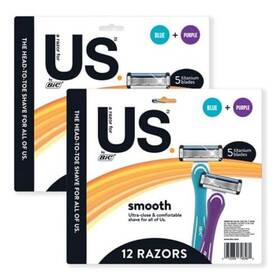 Srud12sm-ast Bic Us. 5-blade Lubricated Unisex Disposable Razors For Men And Women 12-pack