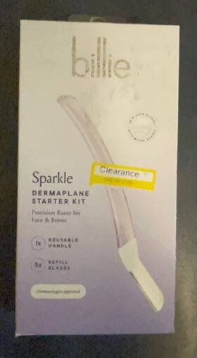 Billie 840315500990 Sparkle Dermaplane Starter Kit Reusable Handle 3 Refill Blades Sealed