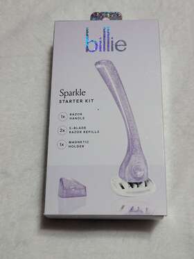Billie 850010111940 Womens Razor Handle With Magnetic Holder And 2 Blade Refills Sparkle