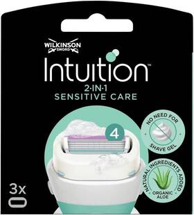 2-in-a Blade 027800407101 Intuition Sensitive Care Lather N Shave In One Step 3 Pack Cartrudges