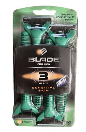 Blade 050428397527 For Men 3 Sensitive Skin 8 Disposable Razors
