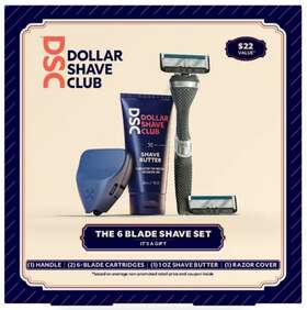 09281eth2 Blade Dollar Shave Club 6 Gift Set With Razor Butter Cover And 2 Cartridges
