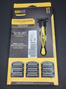 Blade 817833025243 Manmade 10 Triple Razors Cartridge System Yellow New Open Box