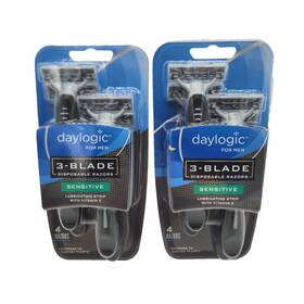 93028306 Blade Daylogic For Men 3-blade Disposable Razors Sensitive 2 Packs 8 Total New