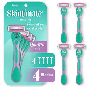 93040019 Blade Skintimate Sensitive Womens 4-blade Disposable Razors 4 Count