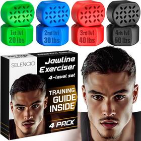 Hg-279 Brand Selencio New Version Jawline Exerciser 8 Pcs For Men And Women Green Red Blue Black
