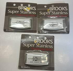 Brooks 15 1 97 Vintage Super Stainless Double Edge Blades 10pk Lot Of 3 New Sealed