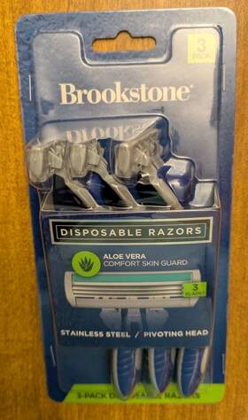 Brookstone 843620147454 Razors 3pk Disposable 3 Blade Design Gray
