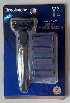 Bk587-noc Brookstone 7 Blade Metal Mens Razor With 5 Refill Cartridges