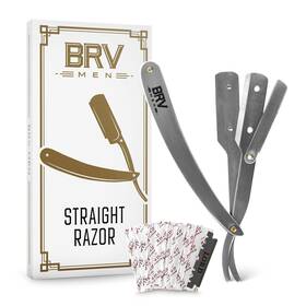 Brv Men 744759891136 Professional Straight Edge Barber Razor With 100 Single Blades Straig