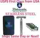 Bt179t Oldcastle Shaving Products Stainless Double Edge Butterfly Safety Razor Travel Case Mirror 5 Blades