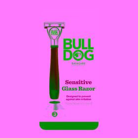 Bulldog Natural Skincare 841058008651 5-blade Razor With Stand Sensitive Blue Glass 1 Count