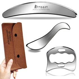 Byyddiy 644097388605 3 In 1 Stainless Steel Muscle Scraper Tools Set Scraping Silver