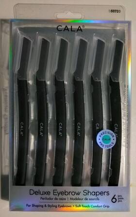 Cala 616513507334 6 Deluxe Eyebrow Shapers - Soft Touch Comfort Grip Precision Pro Tools