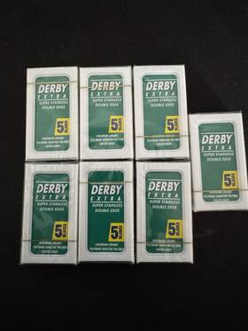 Rb-der-001-p California Barber Supply Derby Extra Double Edge Razor Blades 5pk Each Total 35 Count Included