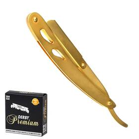 Chocho Track 744110658231 Professional Straight Edge Razor For Men With 100-pack Replaceable Derby Blades