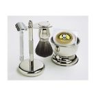 Chrome Soap Brush Bowl 5-piece Hair Badger Shaving Merkur Blade Set