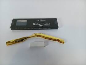 Classic Samurai 785123123156 The Grooming Society Gold Finish Barber Straight Edge Razor 10 Blades Open Box