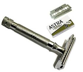 Cs-203a Classic Samurai Cs-203 Slim Long Handled Safety Razor With 5 Astra Silver