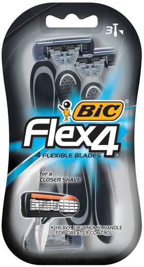 S4fmp31-blk Corporation Flex 4 Sensitive Mens 4-blade Disposable Razor 3 Count