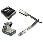 Cs102-premium Classic Samurai Matte Black Folding Straight Razor Shavette 785123121596