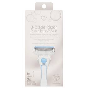 Cvs 050428103876 Beauty Intimate 3-blade Pubic Hair And Skin Handle 2 Cartridges
