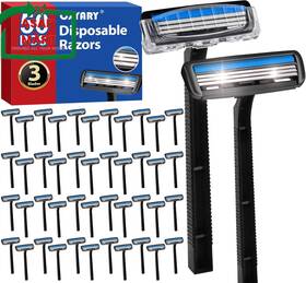Cxyary 445031324320 50 Pcs 3 Blade Disposable Razors With Clear Safety Cap Shaving Bu