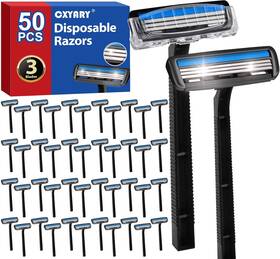 Cxyary 445036165171 50 Pcs 3 Blade Disposable Razors With Clear Safety Cap Shaving Bu