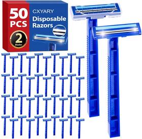 Txd-2b-50 Cxyary 50 Pcs Disposable Razors With 1 Count Pack Of Blue - 2 Blade-50p