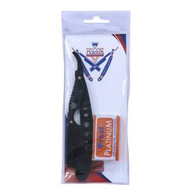 12309 Defender All Black Barber Salon Ring Style Handle Throat Shaving Razor With 10 Blades